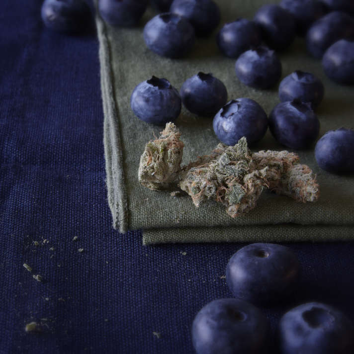 Blueberry weed buds and blueberries